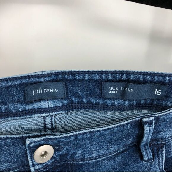 J. Jill Kick-Flare Ankle Jean Womens 16 Blue Raw Hem - Picture 6 of 12